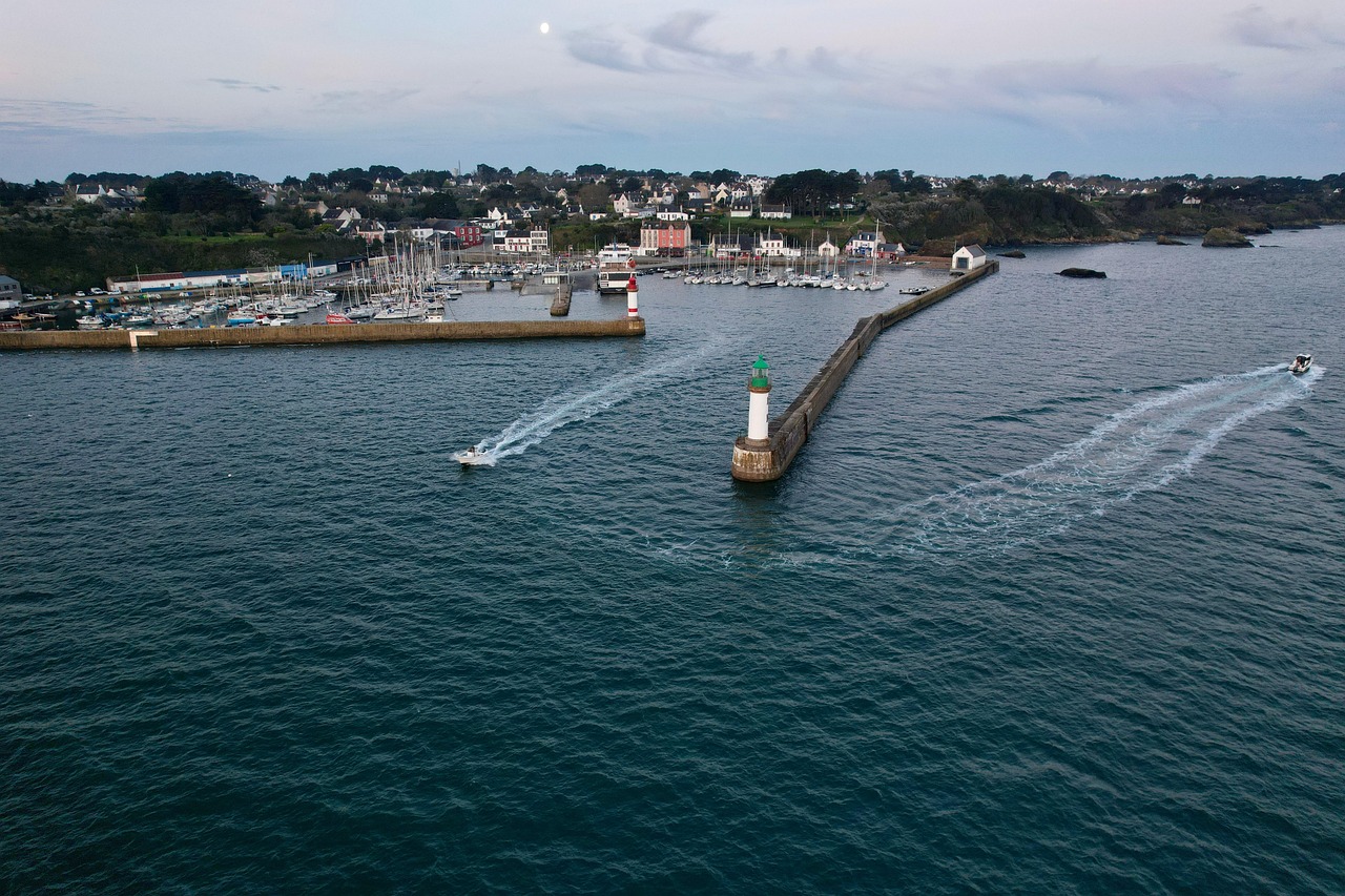 sea, port, brittany, groix, drone, morbihan, landscape